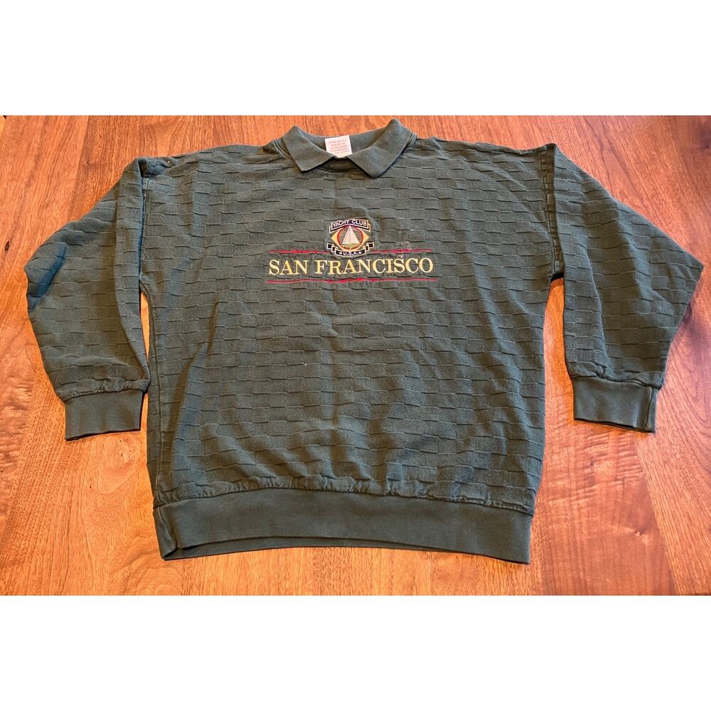 Blue Bay San Francisco Yacht Club Sweatshirt Men's M Green Made USA VTG
